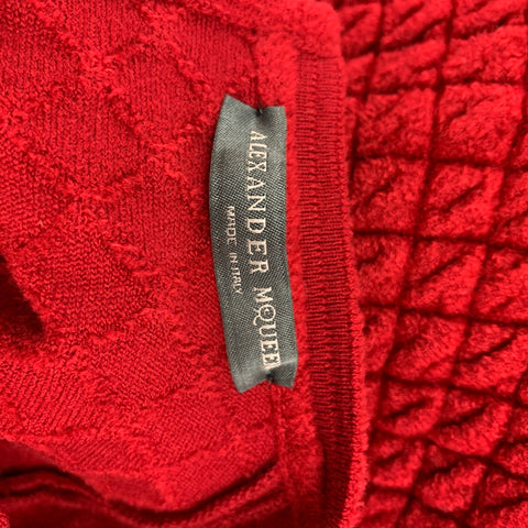 ALEXANDER MCQUEEN Size XS Burgundy Quilted Stretch Wool Blend Cocktail Dress