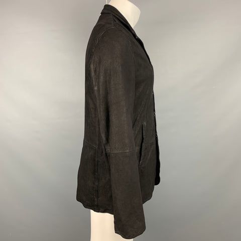 JOHN VARVATOS Size S Black Distressed Suede Notch Lapel Jacket