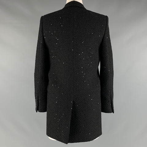 SAINT LAURENT Size 2 Black Polyamide Blend Sequined Blazer