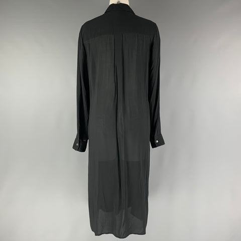 SIMONETTA RAVIZZA Talla M Vestido Negro De Viscosa Con Volantes Sólidos