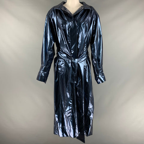 MARC JACOBS Taille XS Manteau surdimensionné en polyester bleu marine métallisé