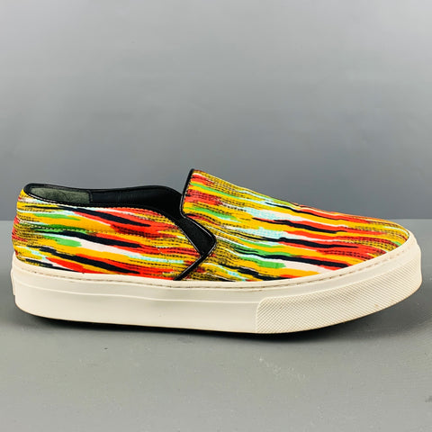 CELINE Size 6 Multi-Color Fabric Stripe Slip On Sneakers