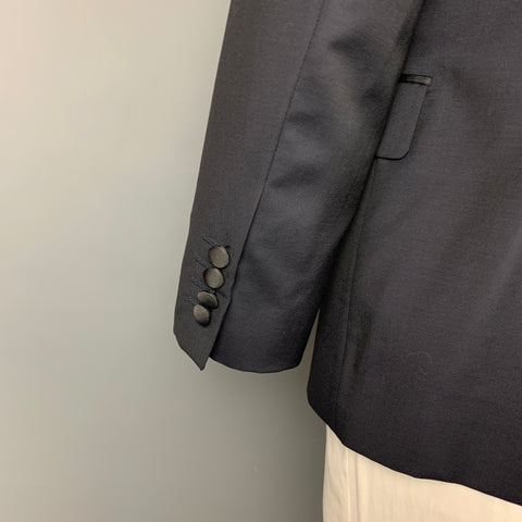 PAUL SMITH The Byard Taille 46 Manteau de sport à revers en laine noire régulière / Mohair Peak