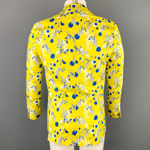 R13 Size S Floral Yellow & Blue Cotton Notch Lapel Sport Coat