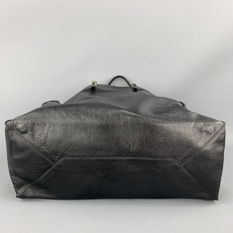 BALENCIAGA Black Textured Leather Large CITY Tote Handbag