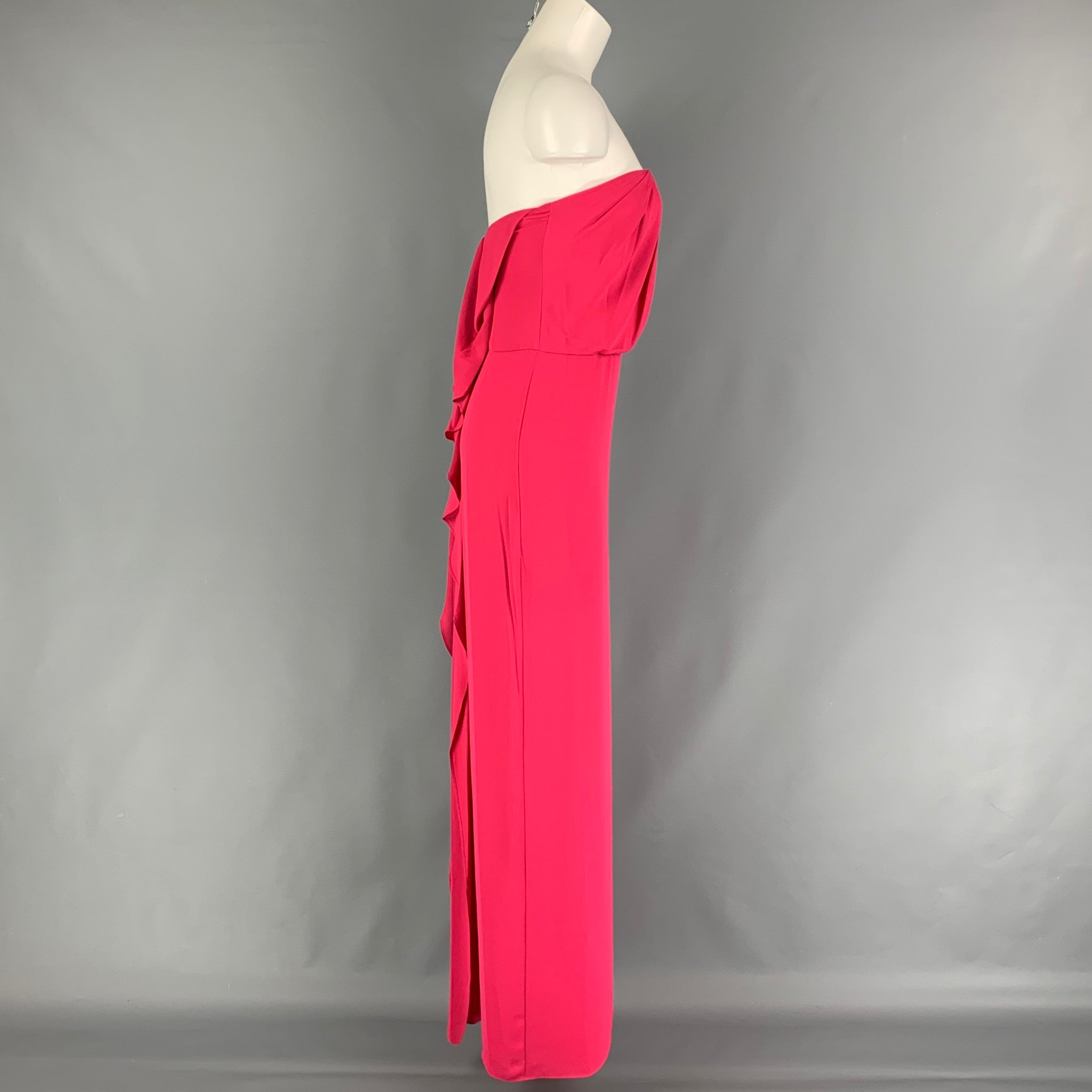 HALSTON HERITAGE Size 0 Pink Polyester Strapless Dress Sui Generis Designer Consignment