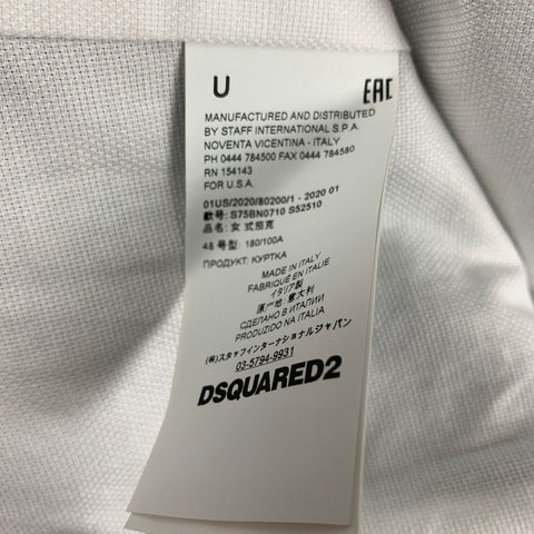 DSQUARED2 Chest Size 38 Black White Print Silk Peak Lapel Sport Coat
