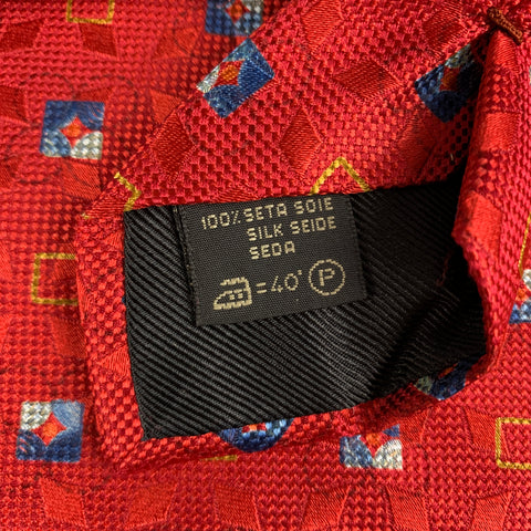 ERMENEGILDO ZEGNA Red Blue Squares Silk Tie