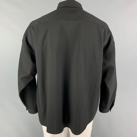 MARNI Size M Black Virgin Wool Oversized Long Sleeve Shirt