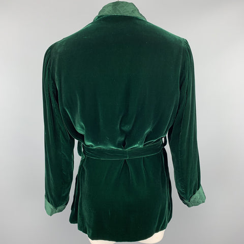 BRIONI Size 40 Forest Green Silk Velvet Shawl Collar Robe Jacket