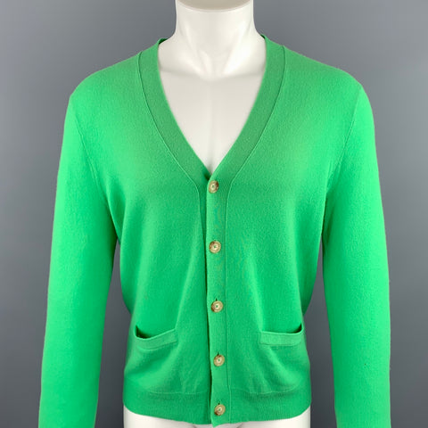 RALPH LAUREN Size S Green Cashmere Buttoned Cardigan