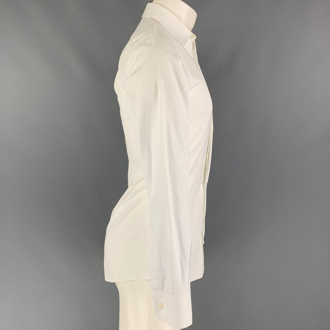 DOLCE &amp; GABBANA Camisa de manga larga de esmoquin de algodón blanco talla XS dorada