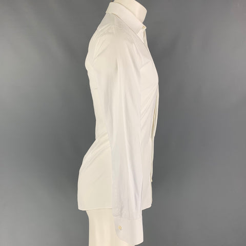 DOLCE & GABBANA Gold Size XS White Cotton Tuxedo Long Sleeve Shirt