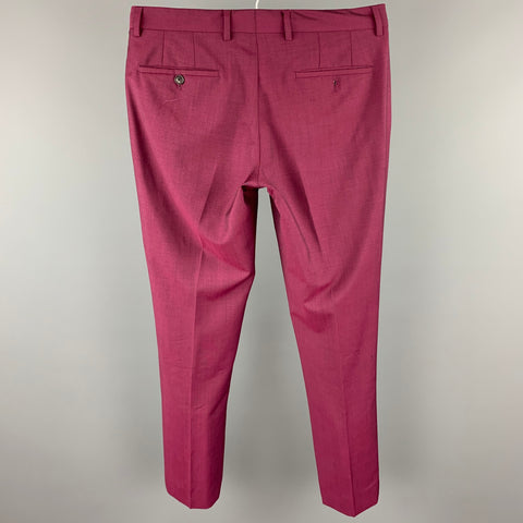 PAUL SMITH Size 33 Burgundy Wool / Mohair Zip Fly Dress Pants