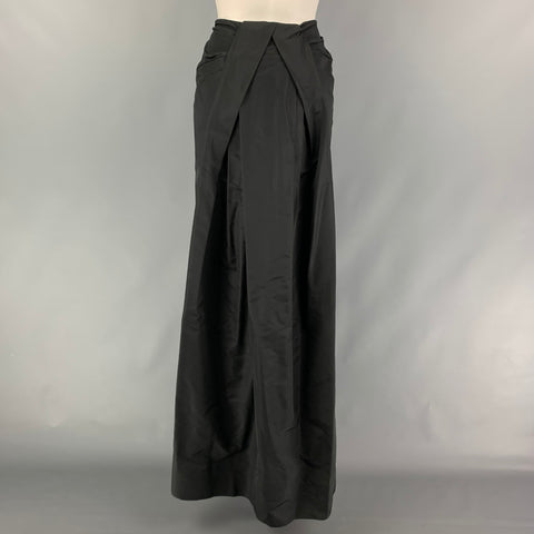 MICHAEL KORS Size 8 Black Silk Train Long Skirt