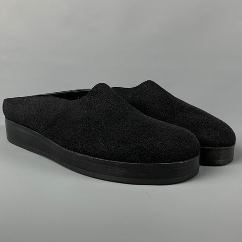 GUCCI Size 12 Black Fabric Slip On Loafers