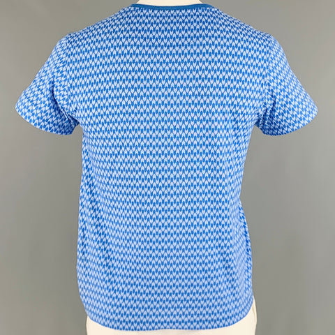 TED BAKER Size L Blue White Graphic Cotton One Pocket T-shirt