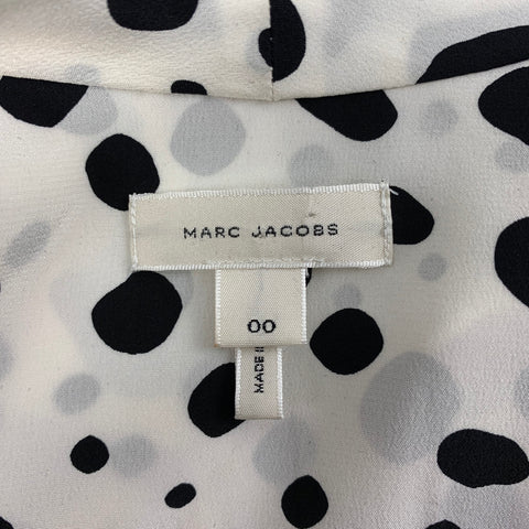 MARC JACOBS Talla 00 Blusa con lazo de lunares de seda blanco y negro