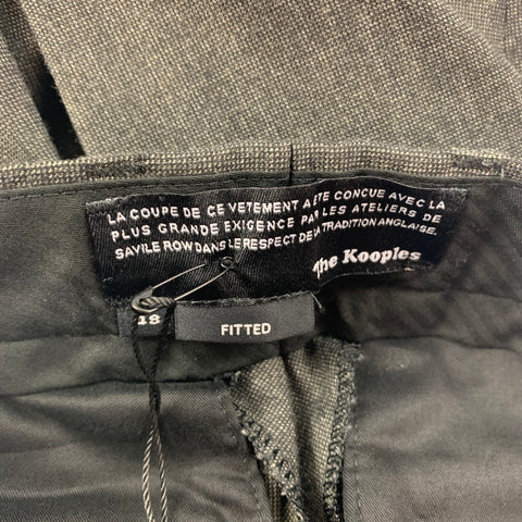 THE KOOPLES Size 32 Charcoal Grid Wool Zip Fly Dress Pants