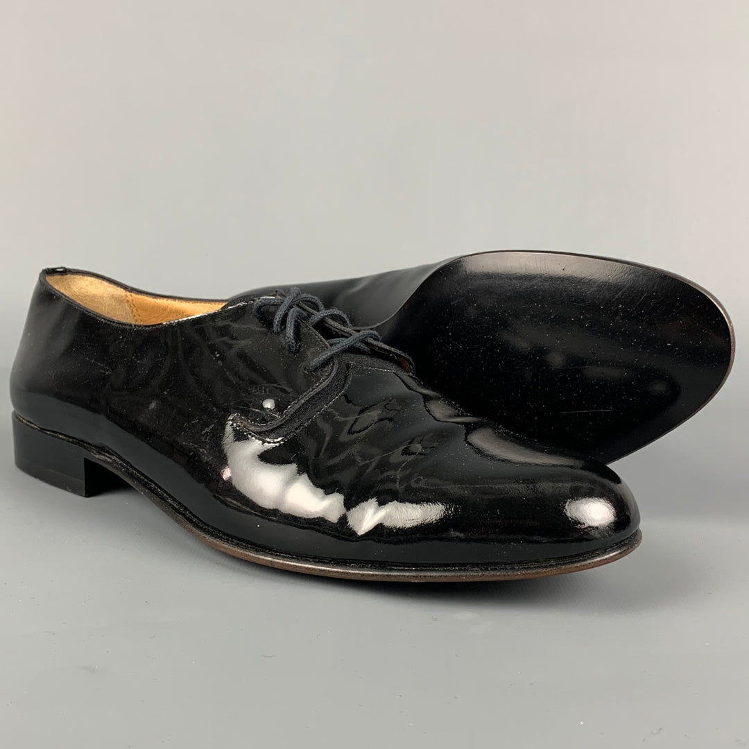 BALLY Bice Size 8 Black Patent Leather Lace Up Shoes