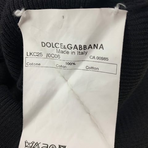 DOLCE &amp; GABBANA Taille 4 Cardigan à col en V côtelé en coton noir
