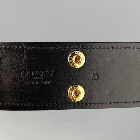 LANVIN Taille S Ceinture Corset Cuir Métal Noir Marron