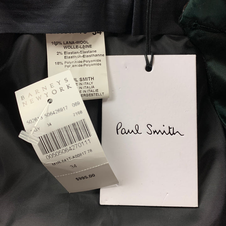 PAUL SMITH Size 34 Charcoal Chalkstripe Wool Zip Up Dress Pants