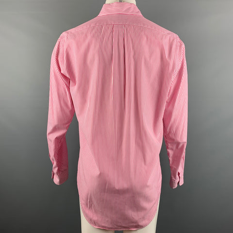 RALPH LAUREN Size M Pink White Stripe Cotton Long Sleeve Shirt