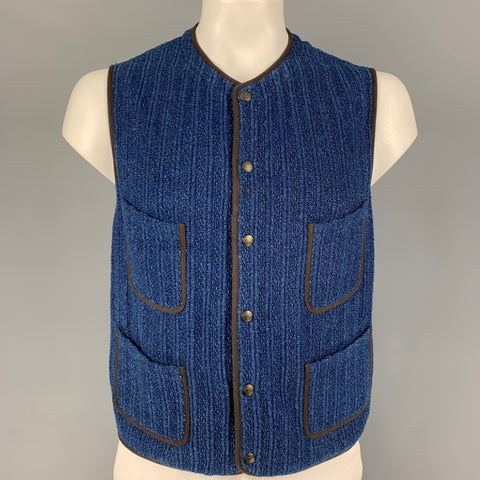 RRL by RALPH LAUREN Size XL Blue Knitted Snaps Vest