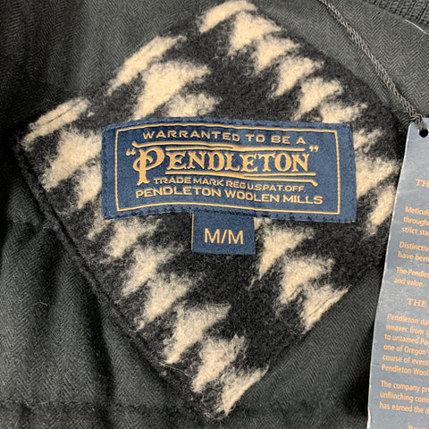 PENDLETON Size M Black & Beige Woven Wool Blend Snaps Jacket