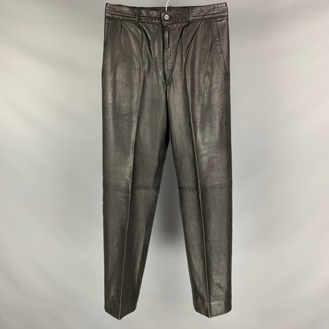 L.ALVEAR Size 30 Black Leather Casual Pants