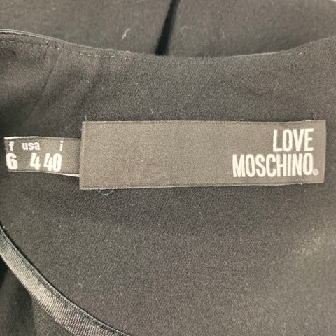 LOVE MOSCHINO Talla 4 Vestido recto de materiales mixtos de mezcla de poliéster negro