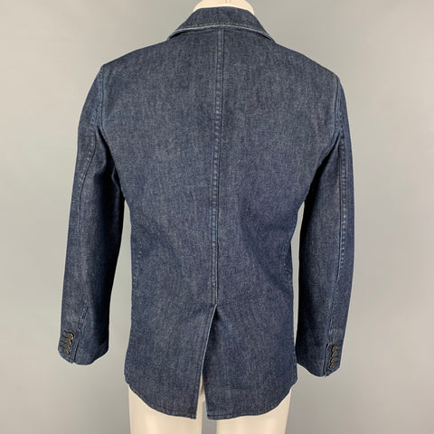 MARC JACOBS Chaqueta con solapa de muesca de algodón índigo talla M