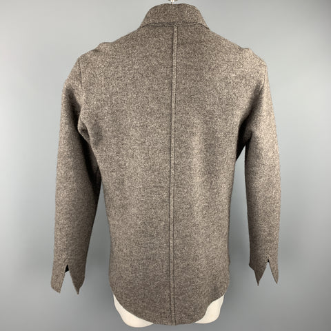 DANIEL CLEARY Size L Taupe Textured Wool Hidden Snaps Long Sleeve Shirt