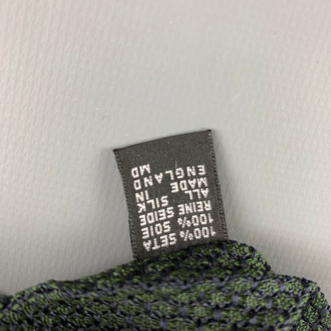DRAKES LONDON Green Light Blue Diagonal Stripe Silk Tie