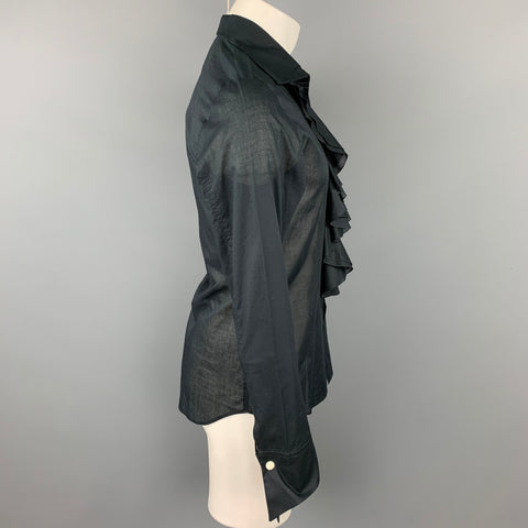 AGNÈS B. Size M Black Cotton Button Up Long Sleeve Shirt