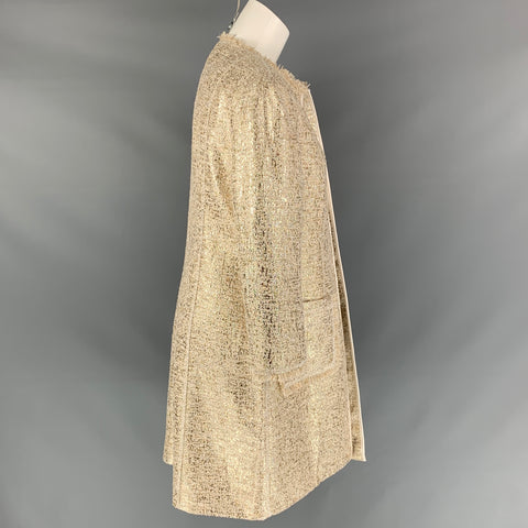 NEIMAN MARCUS Abrigo de tweed en mezcla de poliéster dorado y crema Talla L