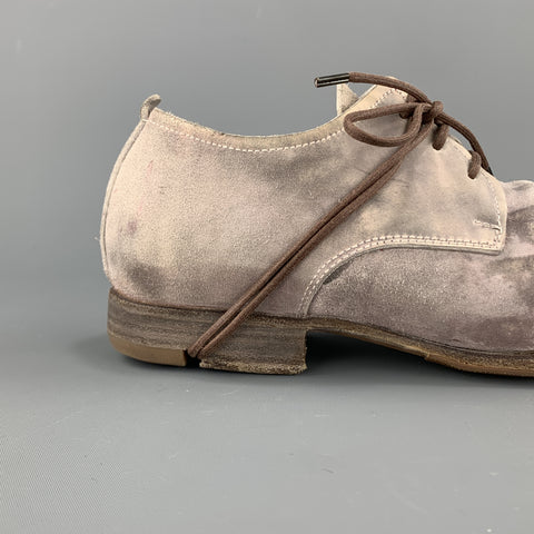 LAYER-O Talla 7 Zapatos brogue de encaje de cuero desgastado gris