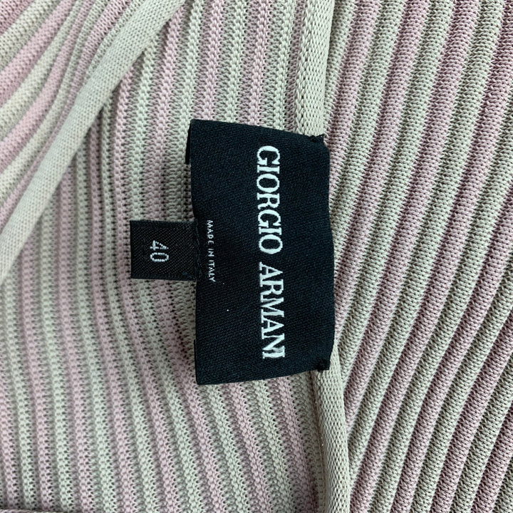 GIORGIO ARMANI Talla 4 Top camisola de viscosa a rayas texturizadas gris y rosa