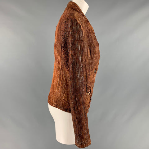 GIORGIO BRATO Size 6 Brown Perforated Button Up Jacket