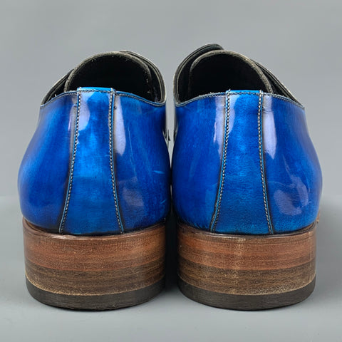 CALZOLERIA HARRIS Size 9 Royal Blue Textured Leather Split Toe Lace Up Shoes