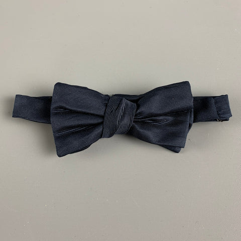 DENIS COLBAN Navy Ribbed Silk Bow Tie