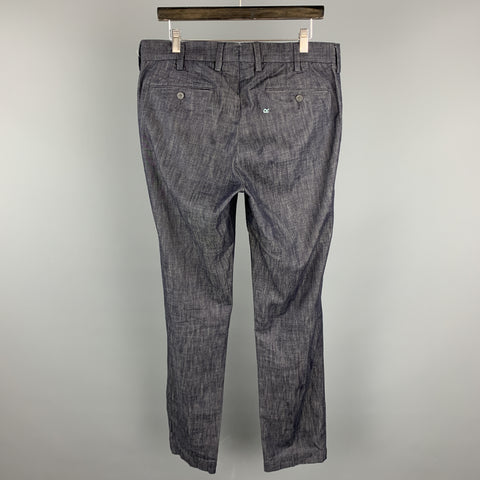 45rpm Size 34 x 34 Navy Heather Cotton Chambray Zip Fly Casual Flat Front Pants