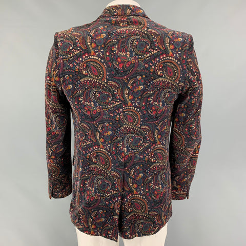 AGNÈS B. Size 44 Multi-Color Paisley Cotton Velvet Notch Lapel Sport Coat