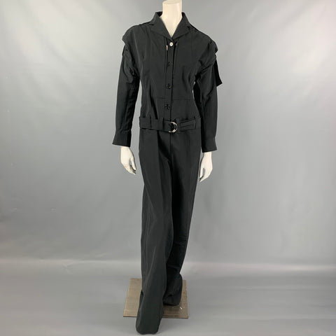 CELINE Size S Black Cotton Cargo Jumpsuit