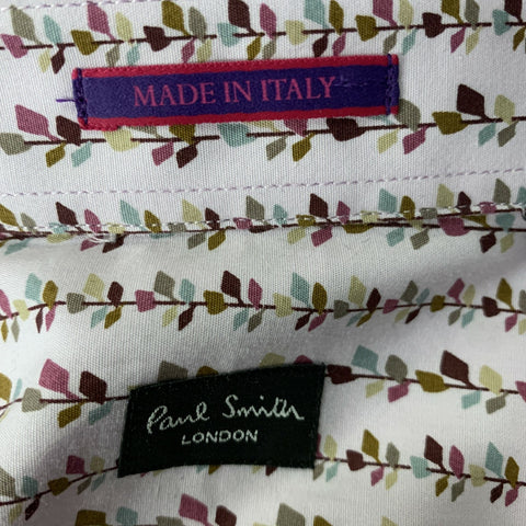 PAUL SMITH Size M Lavender &  Purple Print Cotton Button Up Long Sleeve Shirt