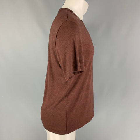 THEORY Size M Burgundy Black Heather Modal Blend Crew-Neck T-shirt