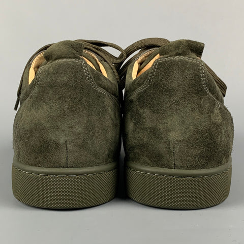 CHRISTIAN LOUBOUTIN Size 12 Forest Green Suede Lace Up Sneakers