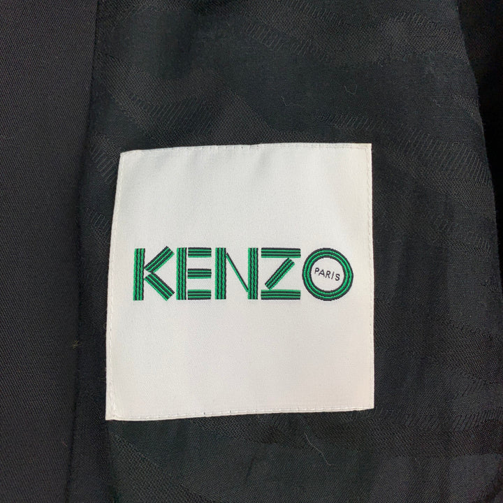 KENZO Size L Gold & Black Jacquard Polyester Blend Bomber Jacket