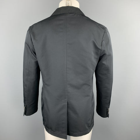 LANVIN Size 38 Black Polyester / Wool Notch Lapel Sport Coat